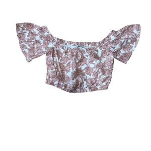 Abercrombie & Fitch Brown and White Floral Crop Top